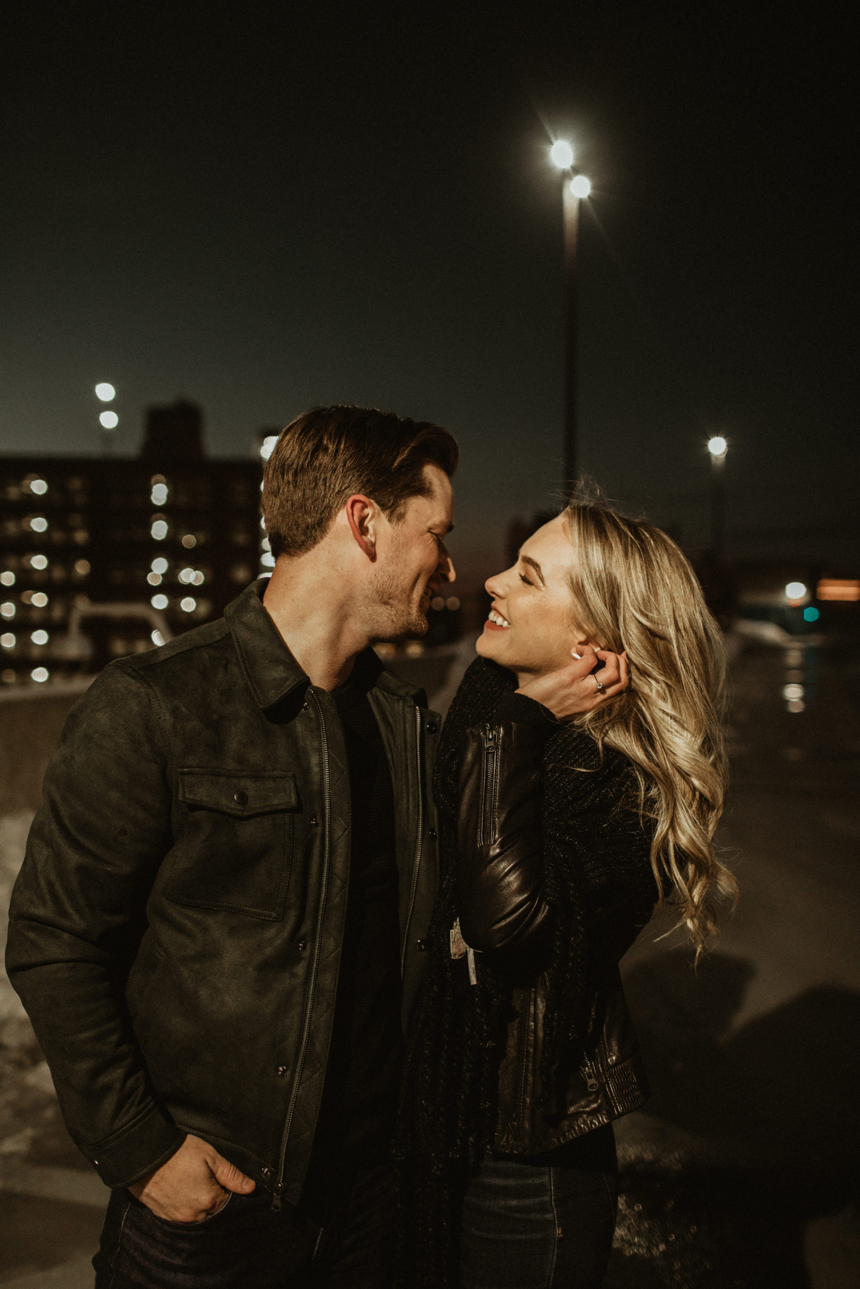 low light night photography couple detroit engagement photos photography education tips and tricks
