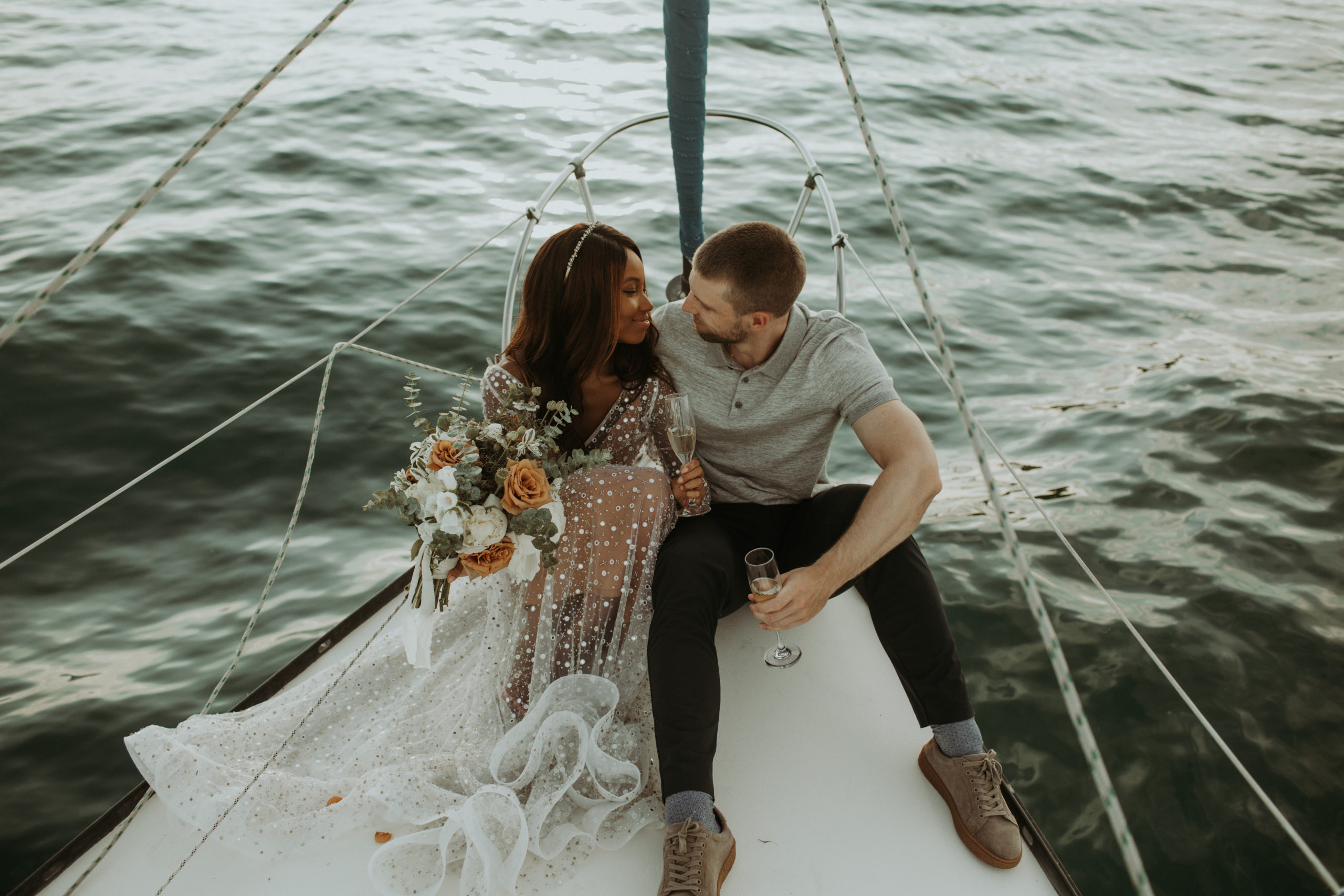 wedding elopement chosen by one day wedding dress sailboat photoshoot