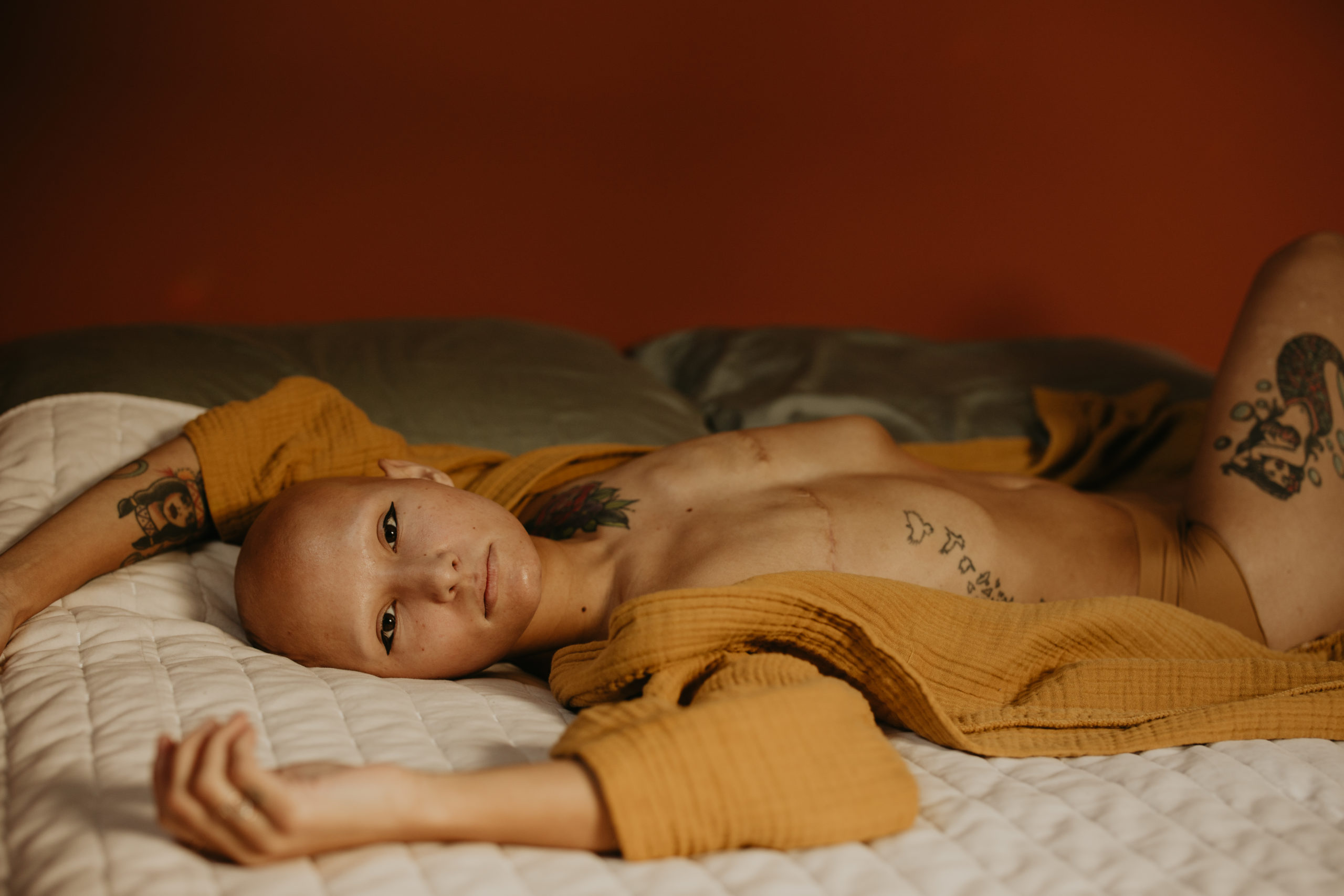 Double mastectomy boudoir photoshoot